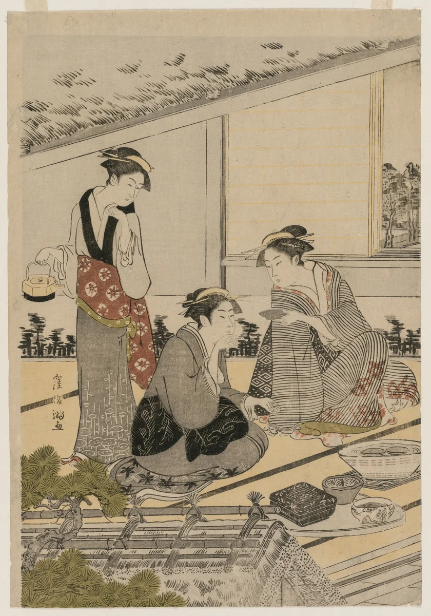 Women in a Tea House by Kubo Shunman (窪俊満), print, 1787-1789