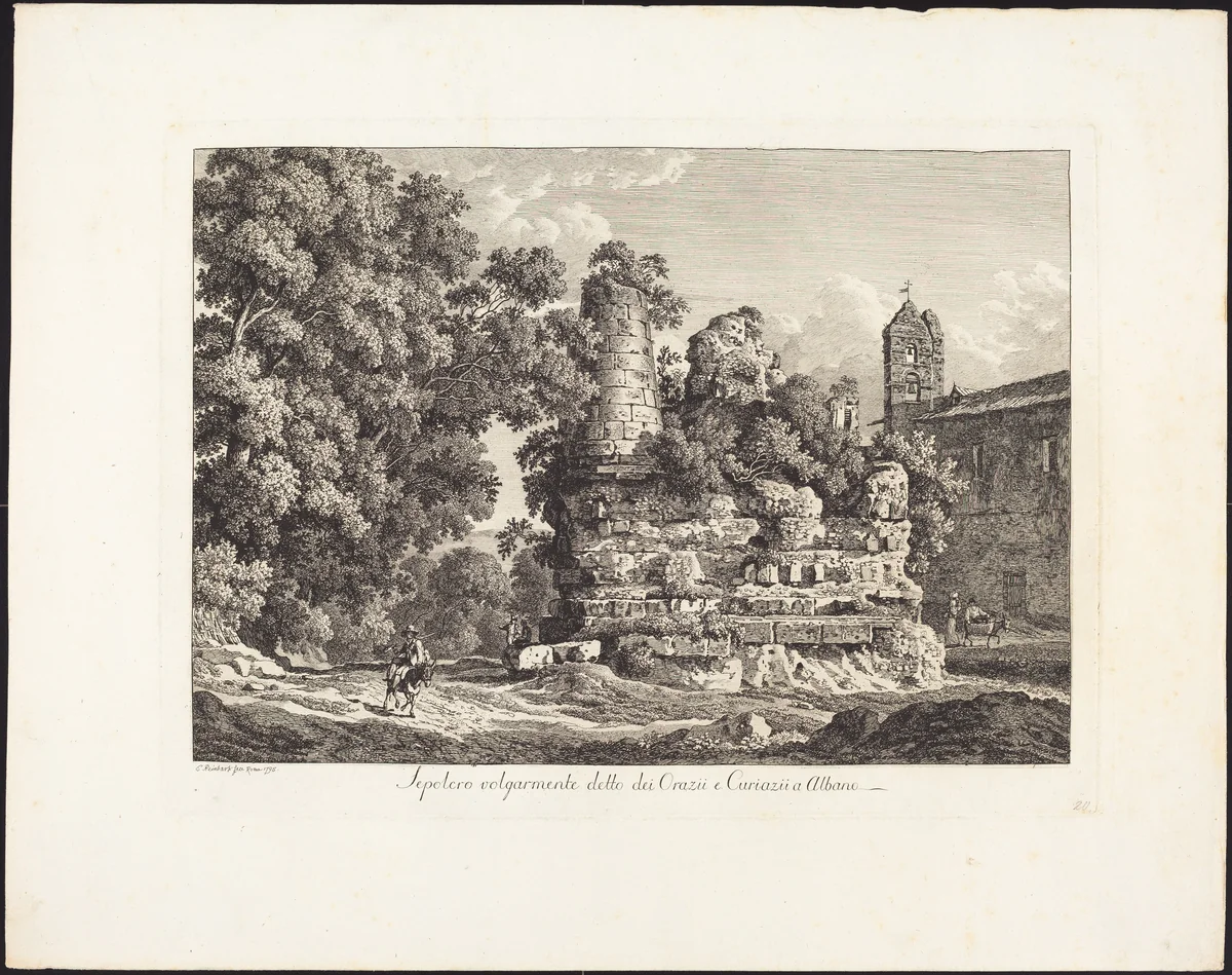 Sepolcro volgarmente detto degli Orazii e Curiazii a Albano by Johann Christian Reinhart, portfolio, 1761-1847