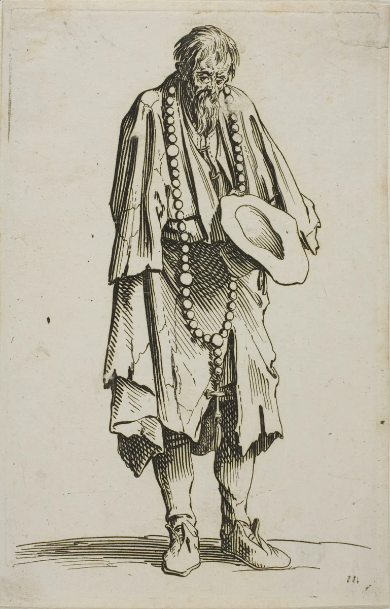 The Beggar with a Rosary, plate eleven from The Beggars by Jacques Callot, print, 1617-1627