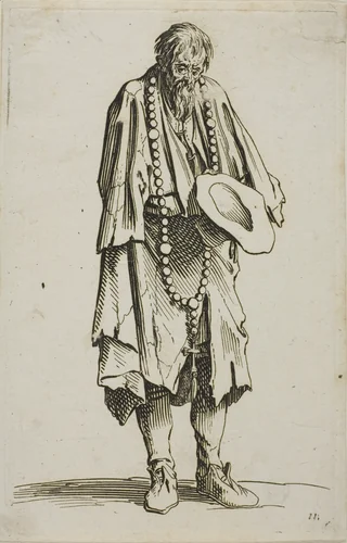 The Beggar with a Rosary, plate eleven from The Beggars by Jacques Callot, print, 1617-1627