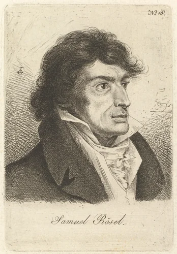 Portrait of Johann Gottlieb Samuel Rösel by Ludwig Emil Grimm, print, 1815-1820
