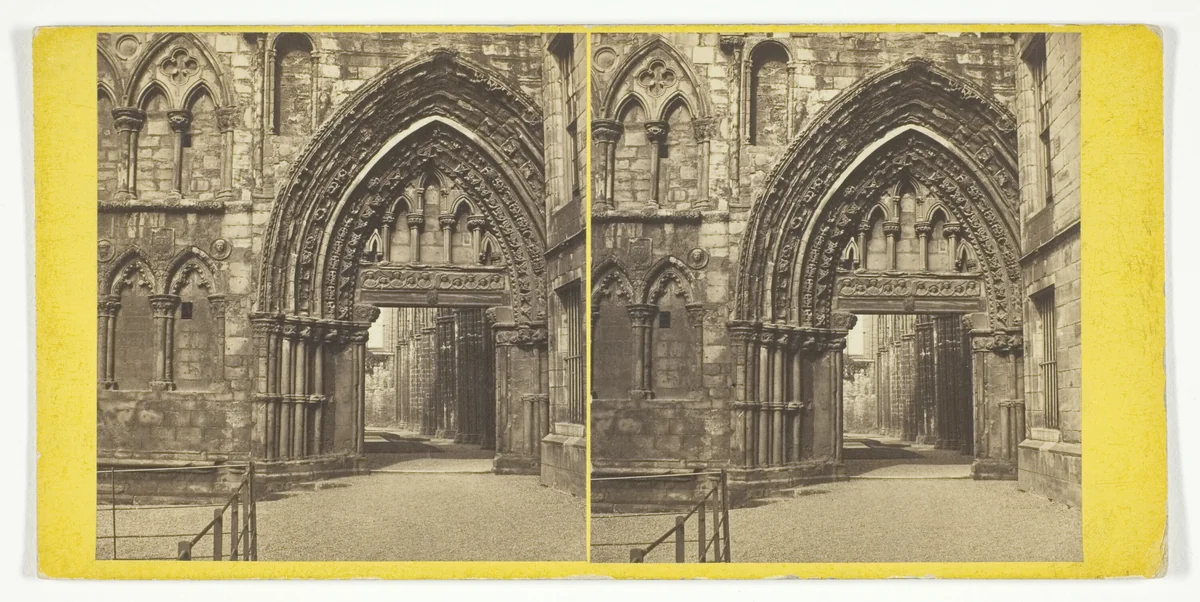 Door of Holyrood Abbey by Archibald Burns, photograph, 1867