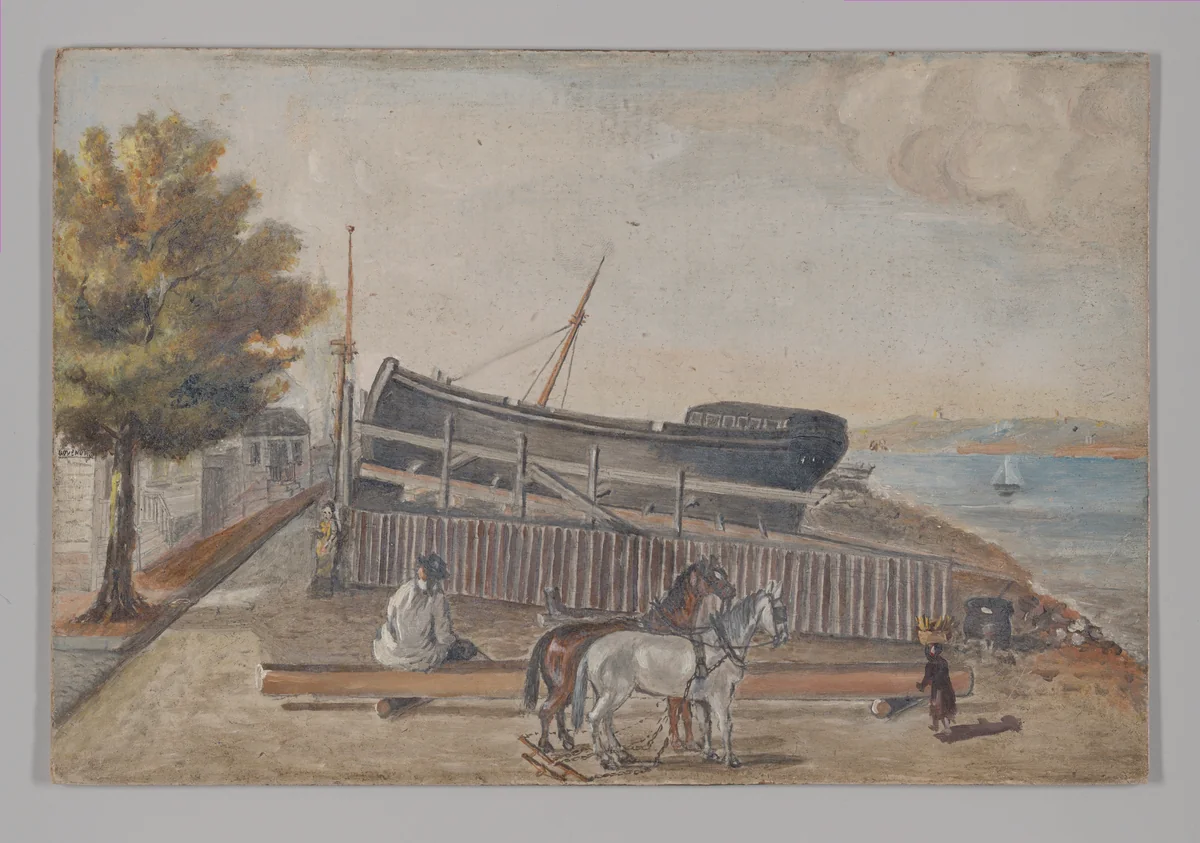 Berg's Ship Yard by William P. Chappel, artwork, 1870