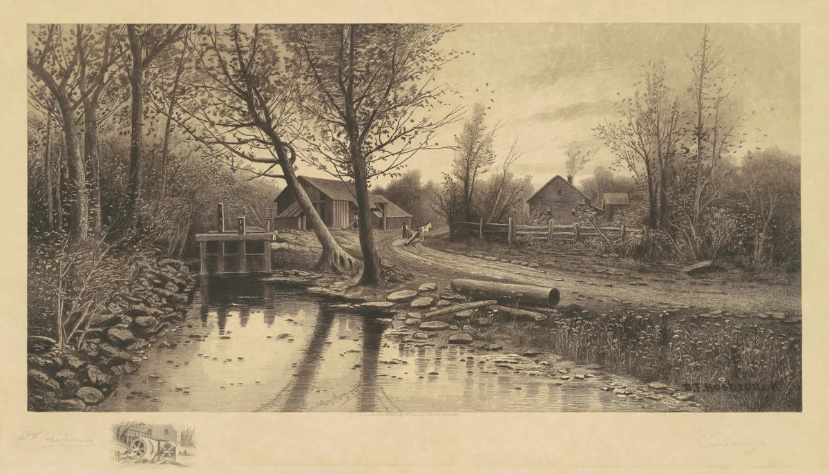 Untitled (Pastorale Scene with Sawmill) by Richard Dudensing, print, 1890