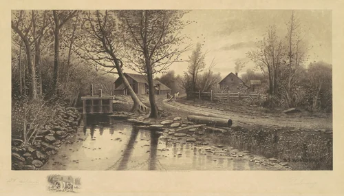 Untitled (Pastorale Scene with Sawmill) by Richard Dudensing, print, 1890
