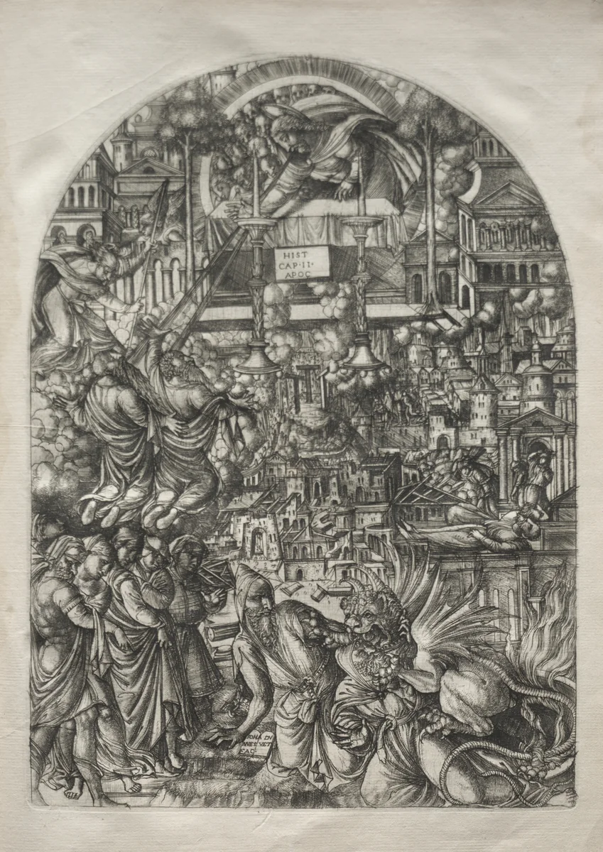 The Apocalypse: The Measurement of the Temple by Jean Duvet, print, 1546-1556