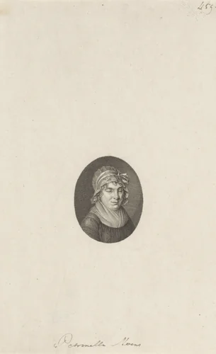 Portret van Nederlandse dichteres Petronella Moens by Reinier Vinkeles, print, 1802