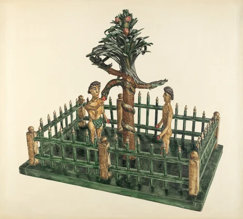 Adam and Eve by Yolande Delasser, index of american design, 1939