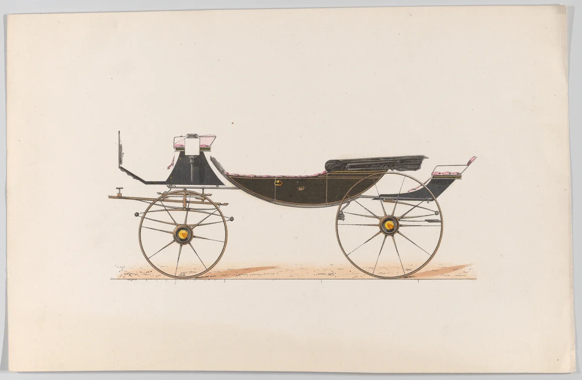 Design for Vis-à-vis "Sociable" (unnumbered) by Brewster & Co., drawing, 1865-1875