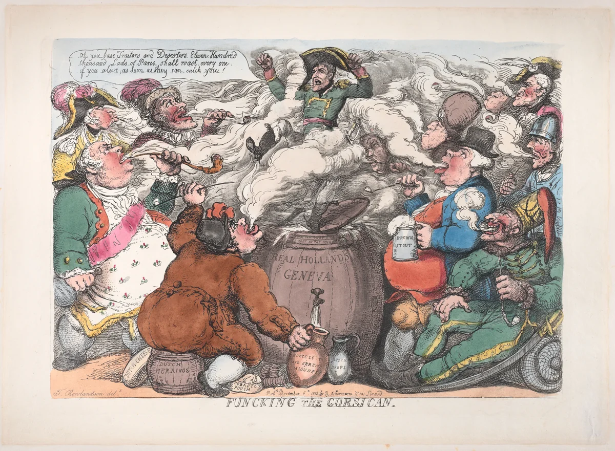 Funcking the Corsican by Thomas Rowlandson, print, 1813