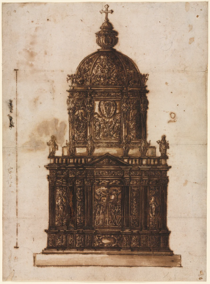 Design for a Ciborium by Fantoni Family Workshop, drawing, 1630-1660