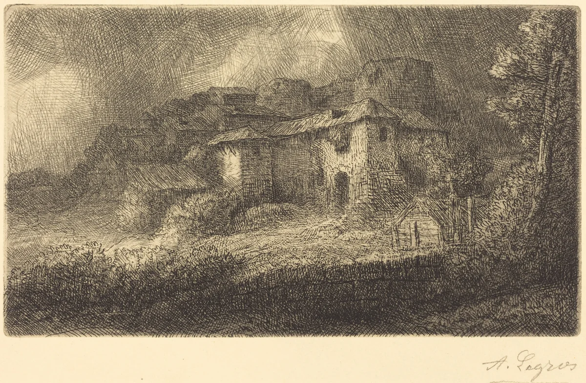 Ruins of a Chateau (Les ruines du chateau) by Alphonse Legros, print, 1837-1911