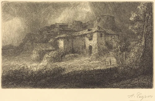 Ruins of a Chateau (Les ruines du chateau) by Alphonse Legros, print, 1837-1911