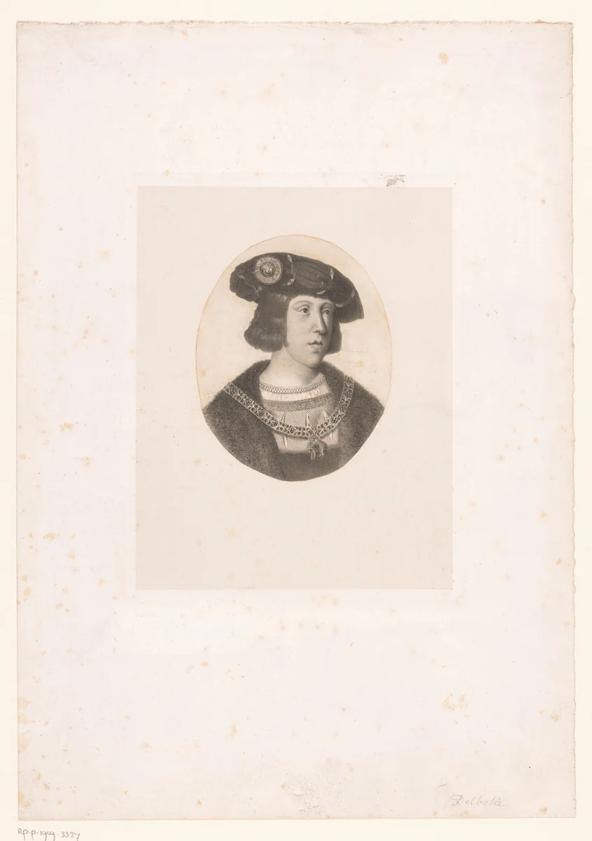 Portret van Filips de Schone by Joseph Delboëte, print, 1835-1875