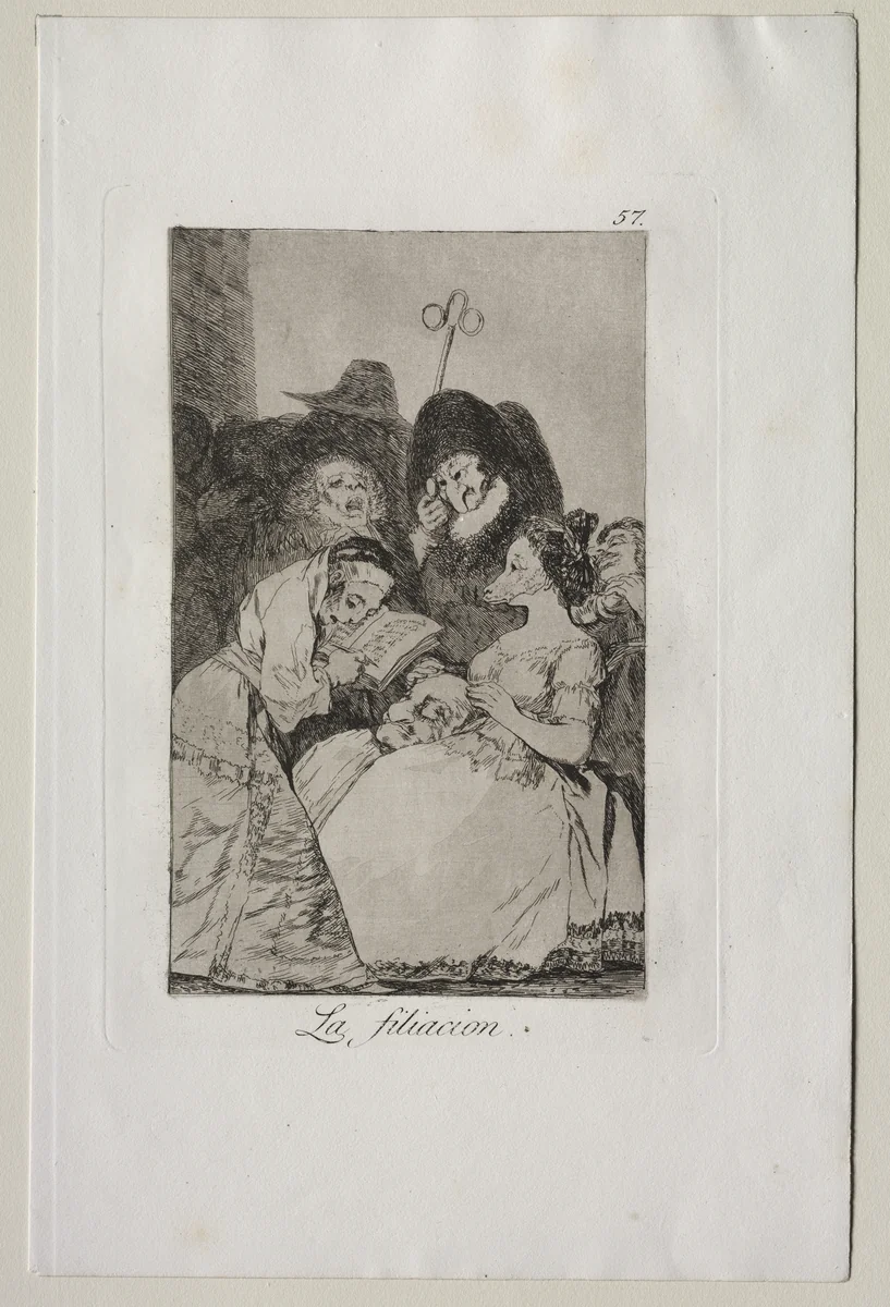 The Filiation, Plate 57 by Francisco de Goya, print, 1799