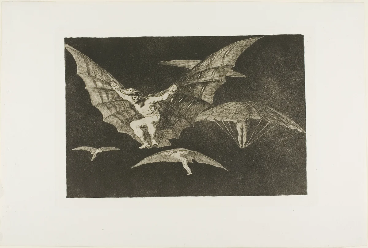 A Way of Flying, from Disparates, published as plate 13 in Los Proverbios (Proverbs) by Francisco José de Goya y Lucientes, print, 1815-1817