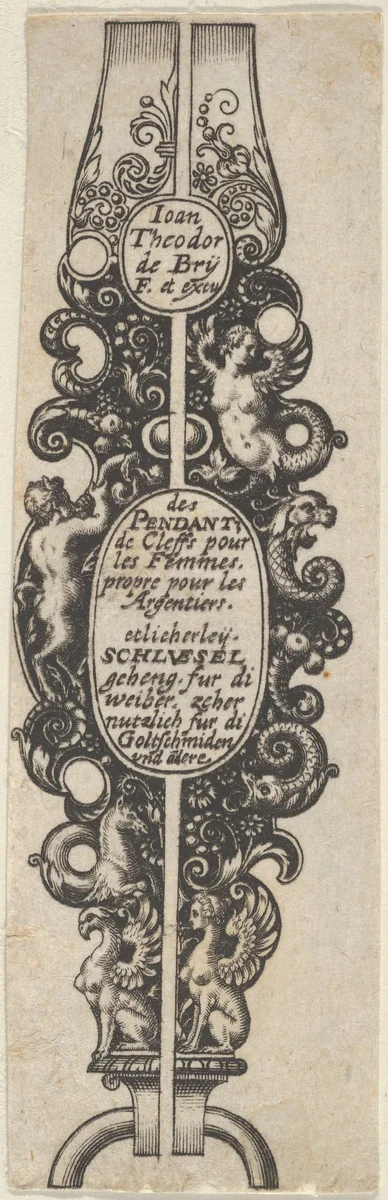 Title Page, from Des Pendants de Cleffs pour les Femmes by Johann Theodor de Bry, print, 1580-1600