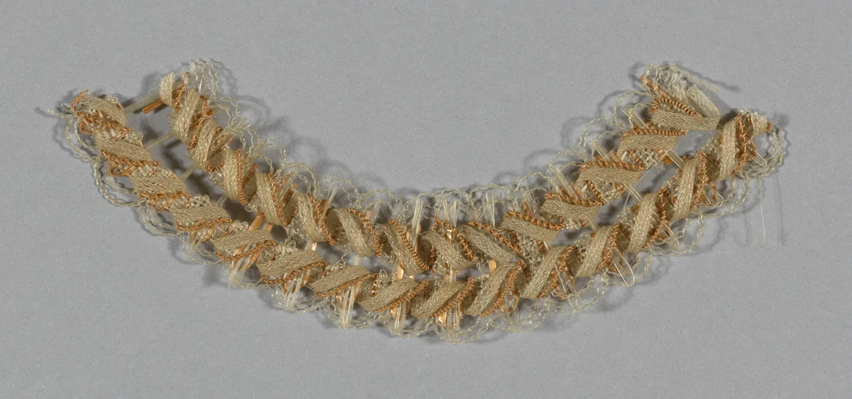 Fragment (Bonnet Trim) by Probably Europe, textile, 1840-1860