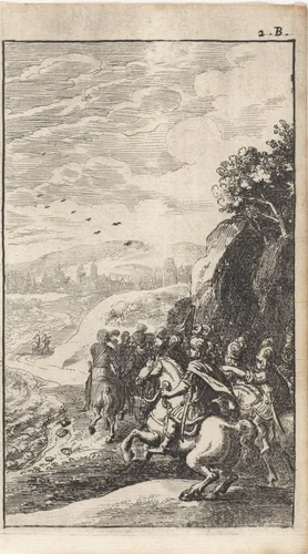 Soldaten te paard by Abraham Dircksz. Santvoort, print, 1666
