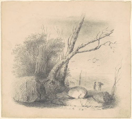 Figures by the Shore by James Goodwyn Clonney, drawing, 1830-1835