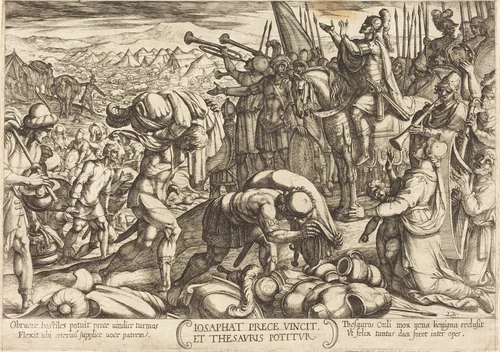 Josaphat Thanking God for His Victory by Antonio Tempesta, print, 1613