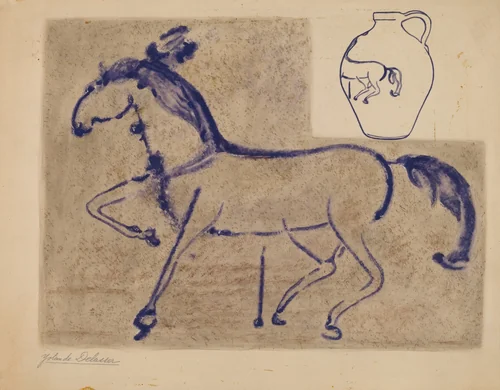 Jug by Yolande Delasser, index of american design, 1937