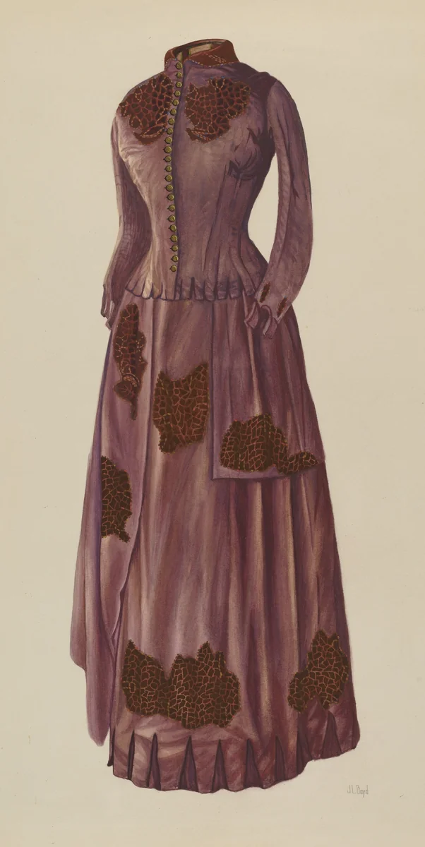 Brown Silk Afternoon Dress by Joseph L. Boyd, index of american design, 1936