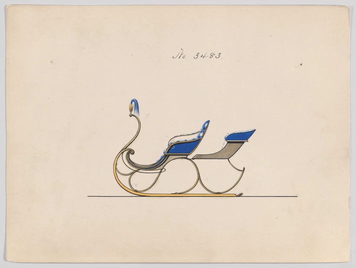 Sleigh with Rumble Seat #3483 by Brewster & Co., drawing, 1879