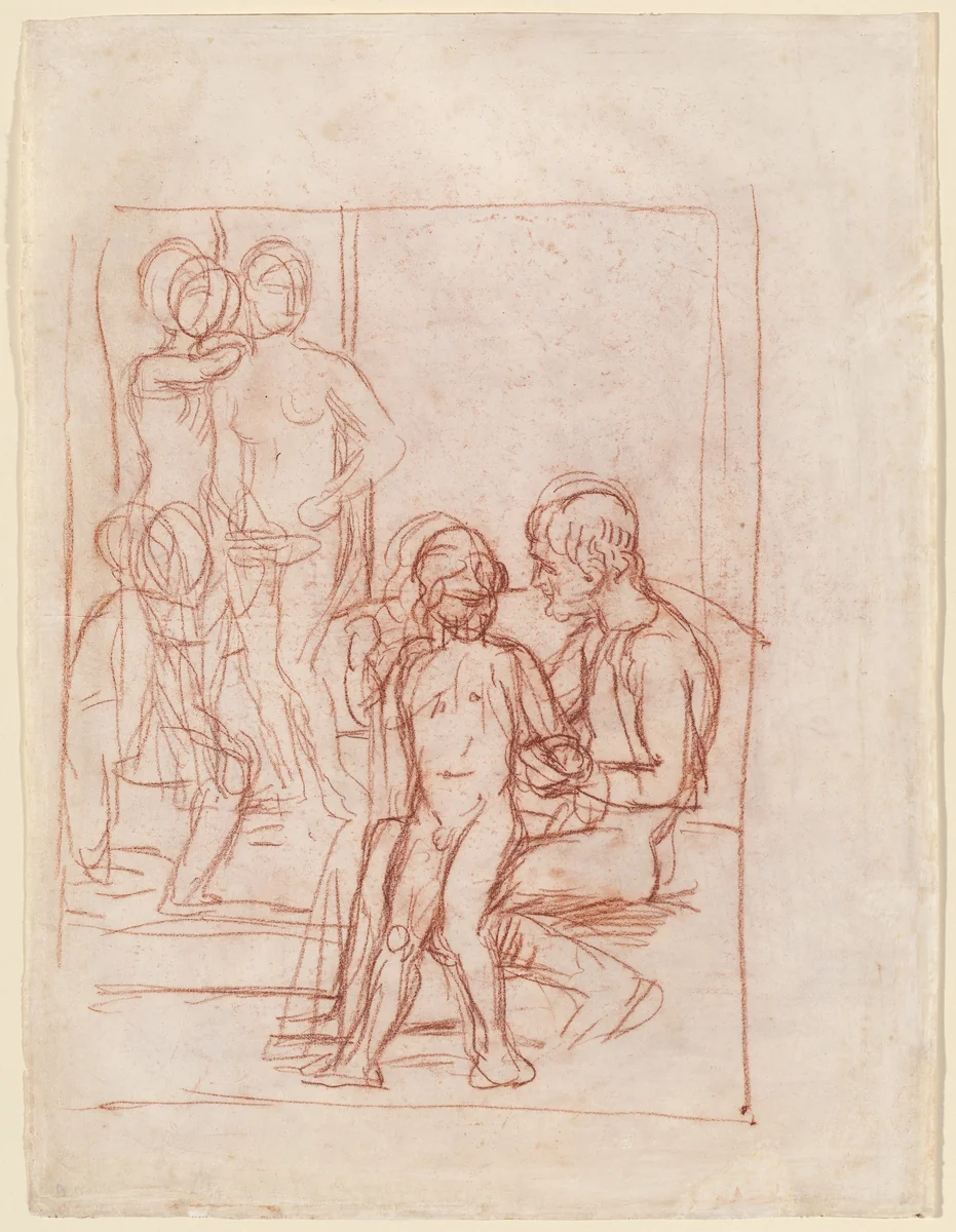 The Golden Age I by Hans von Marées, drawing, 1879