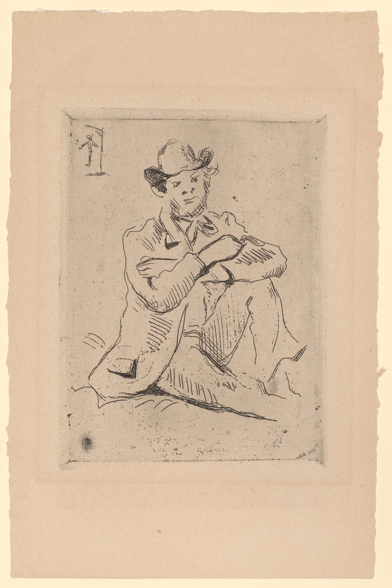 Portrait of Guillaumin with a Hanging Man by Paul Cézanne, print, 1873