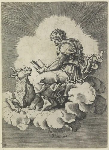 Lucas de evangelist by anonymous, print, 1500-1536