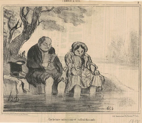 Une lecture intéressante et rafraichissante by Honoré Daumier, print, 1854