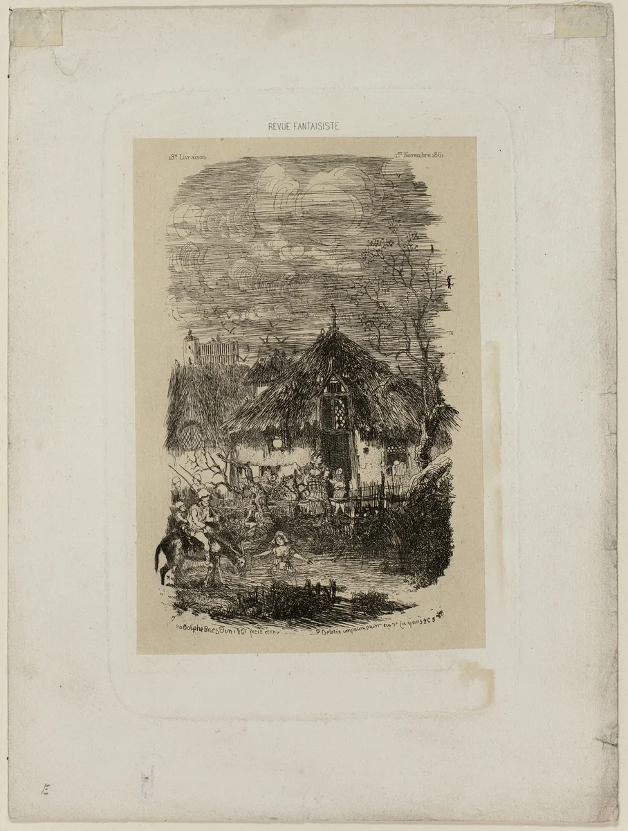 Farm Cottage, from Revue Fantaisiste by Rodolphe Bresdin, print, 1861