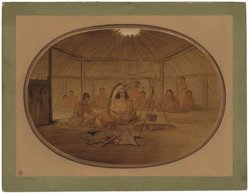 Catlin Feasted by the Mandan Chief by George Catlin, painting, 1861-1869