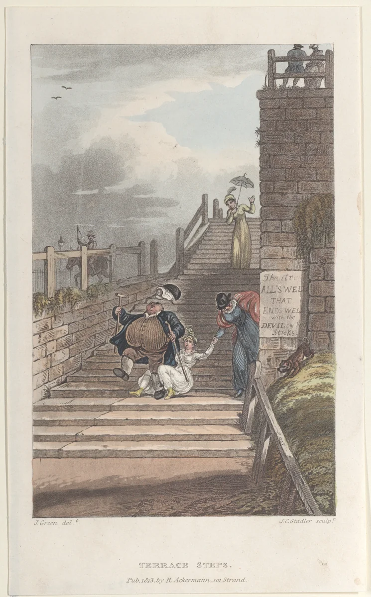 Terrace Steps by Thomas Rowlandson, print, 1813