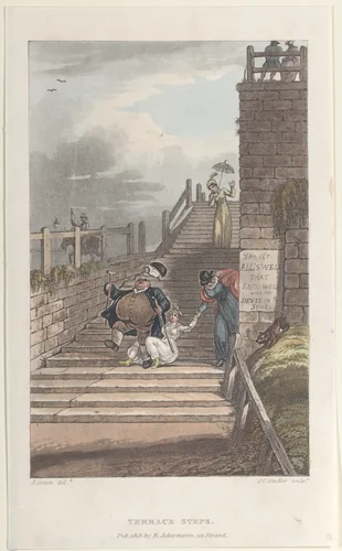 Terrace Steps by Thomas Rowlandson, print, 1813