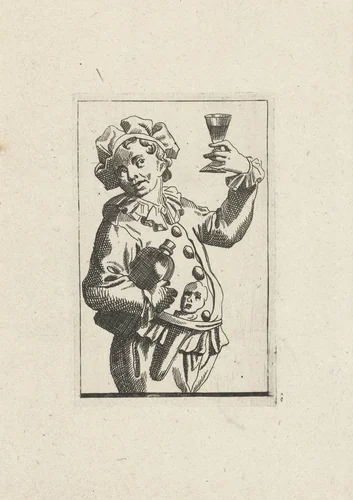Nar met wijnkruik en drinkglas by Frans Decker, print, 1694-1751