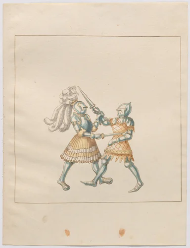 Foot Combat with Daggers by German 16th Century, drawing, 1515