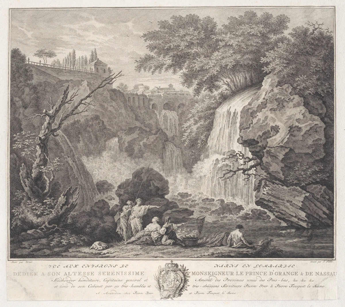 View of the Surroundings of Narni in Lombardy by Joseph Vernet, print, 1770