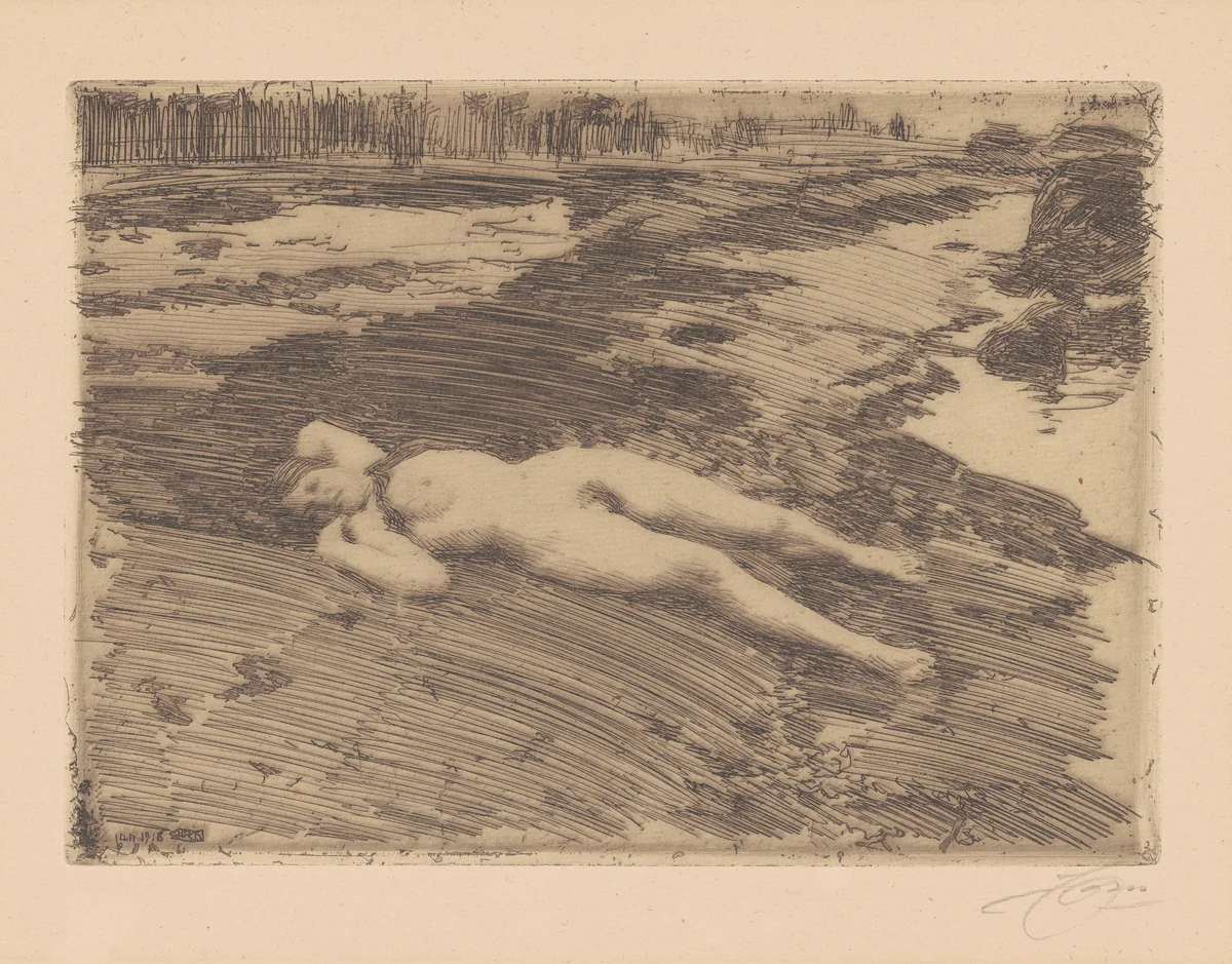 On the Sands by Anders Zorn, print, 1916