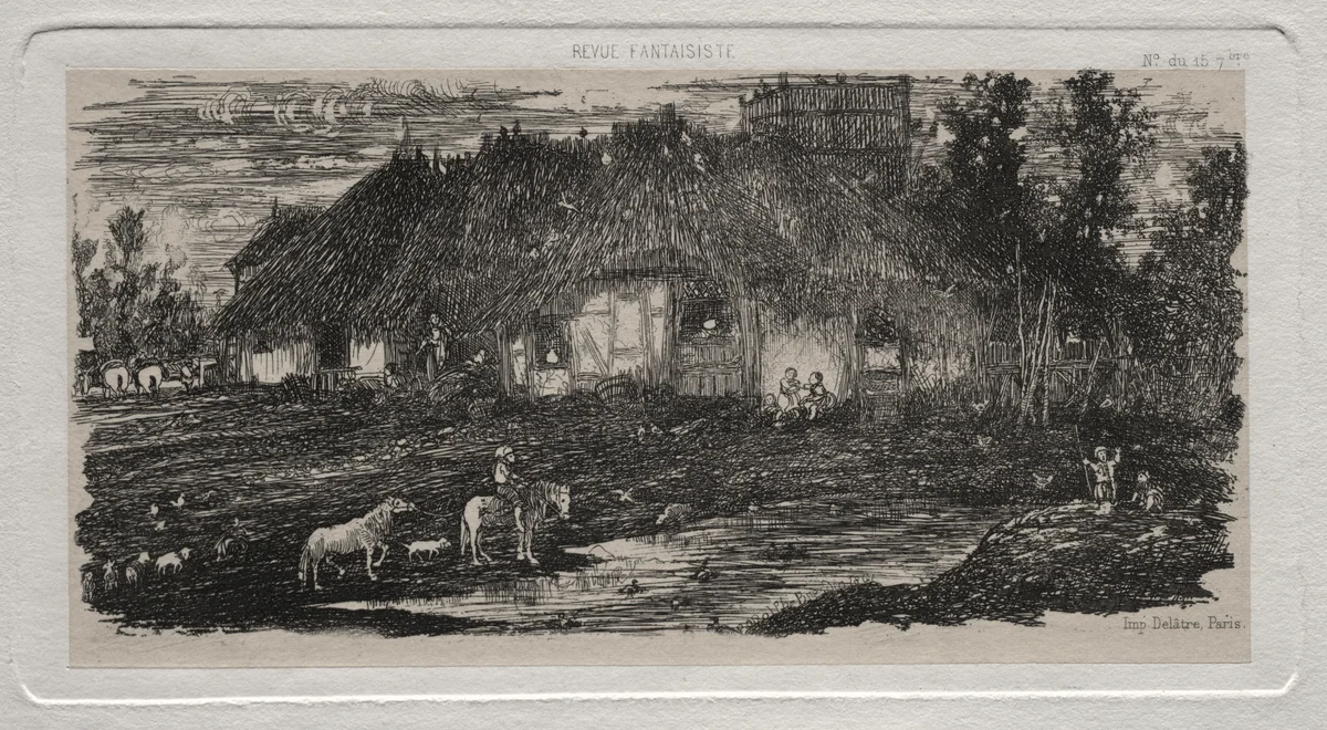 The Farm-Yard by Rodolphe Bresdin, print, 1861