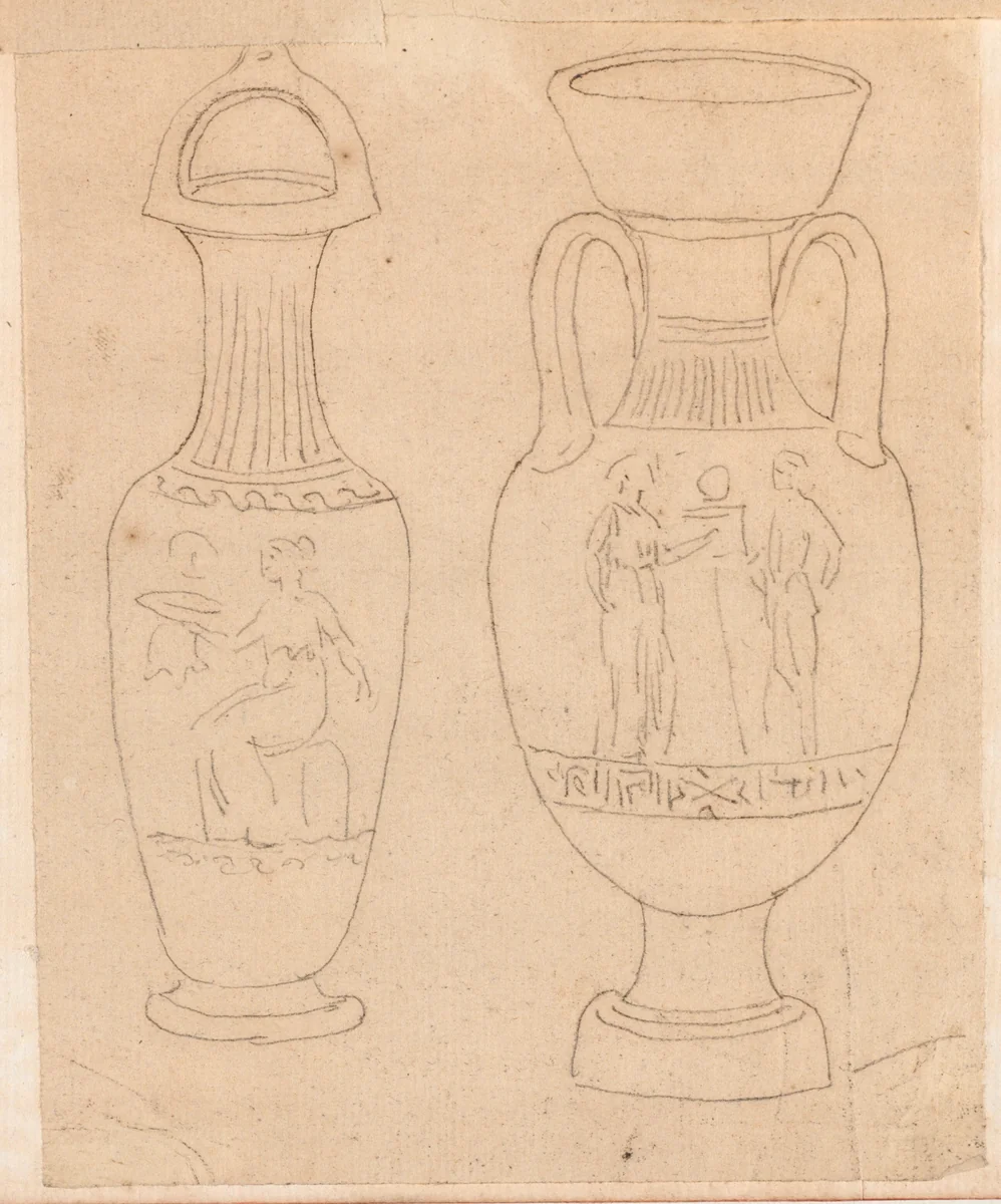 Two Greek Vases by Jacques-Louis David, drawing, 1775-1780