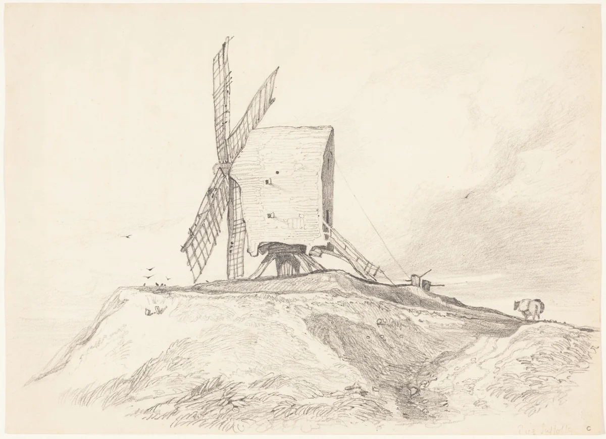 Eye Mill in Suffolk by John Sell Cotman, drawing, 1782-1842