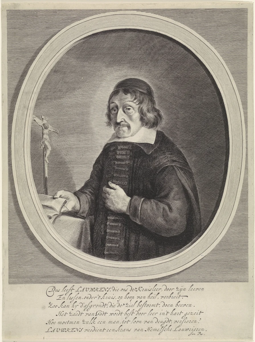 Portret van Petrus Laurentius by Theodor Matham, print, 1638-1642