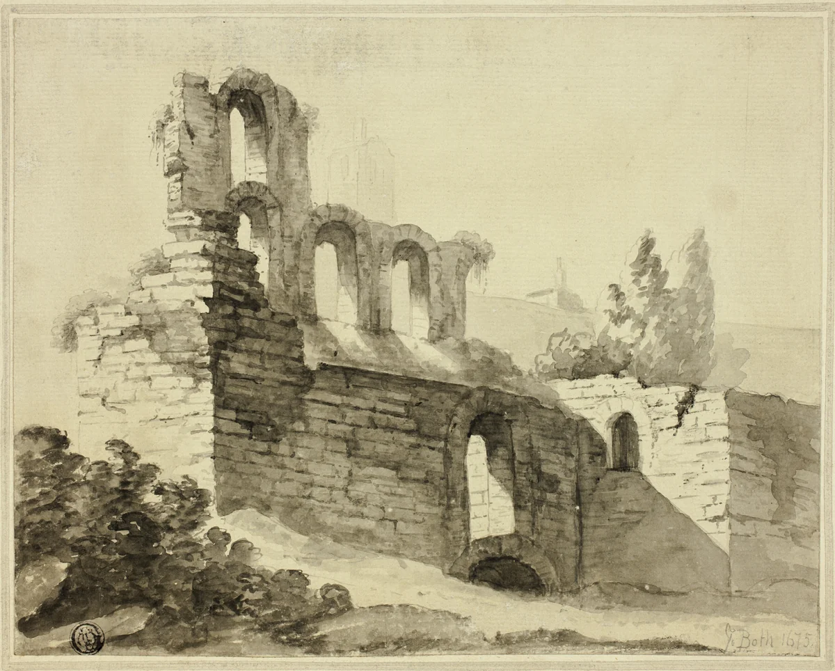 Ruin by Jan Both, drawing, 1623-1652
