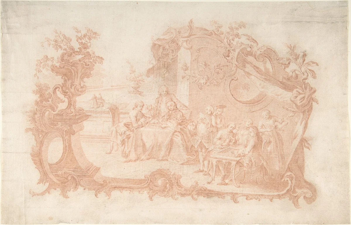 Game of Backgammon by Johann Esaias Nilson, drawing, 1741-1788