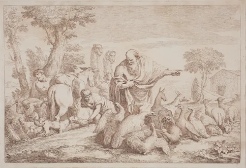 Noah Leading the Animals to the Ark by Gaetano Zompini, Giovanni Benedetto Castiglione, portfolio, 1700-1778