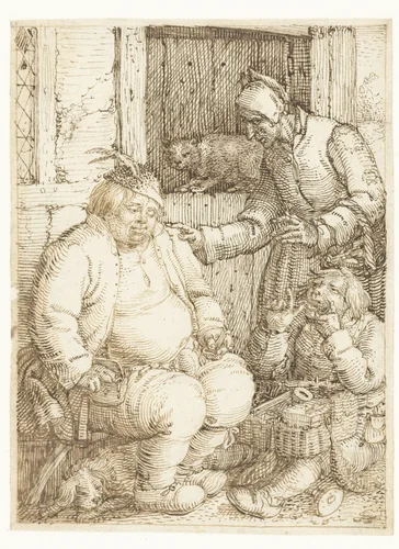 A Pedlar Demonstrating his Wares by David Vinckboons, drawing, 1608