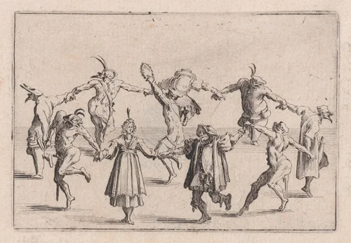 La Ronde (The Round Dance), from "Les Caprices" Series B, The Nancy Set by Jacques Callot, print, 1617-1620