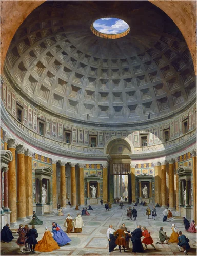 Interior of the Pantheon, Rome by Giovanni Paolo Panini, painting, 1734